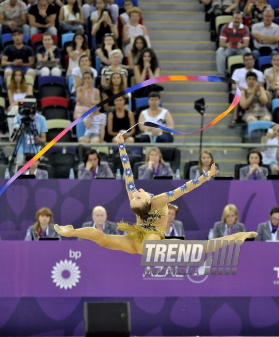 Avropa Oyunlarında bədii gimnastika üzrə lentlə hərəkətlər. Bakı, Azərbaycan, 21 iyun 2015